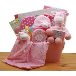 Flash Sale 🔥 GBDS Comfy & Cozy Safari Friends New Baby Gift Basket - Pink 🎉